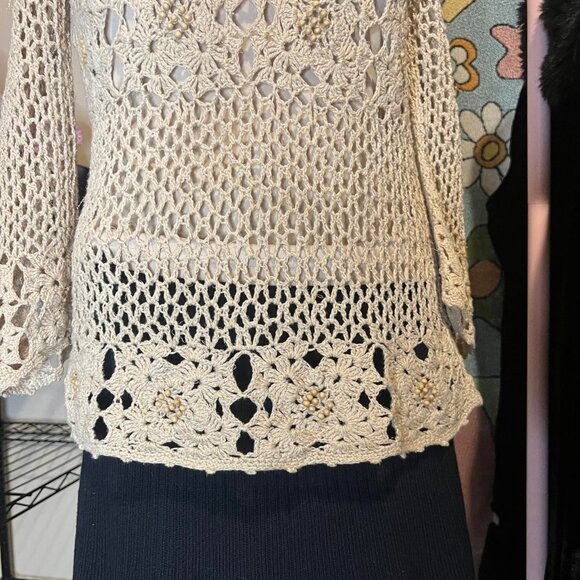 Vintage Wet Seal Bohemian Crochet Knit Peasant Top - Picture 7 of 7